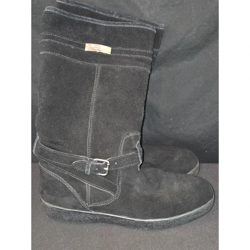 COACH Tallulah Black Suede Buckle Boots‎ Women's US 8B